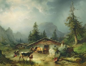 Almhütte bei Regenwetter, 1850